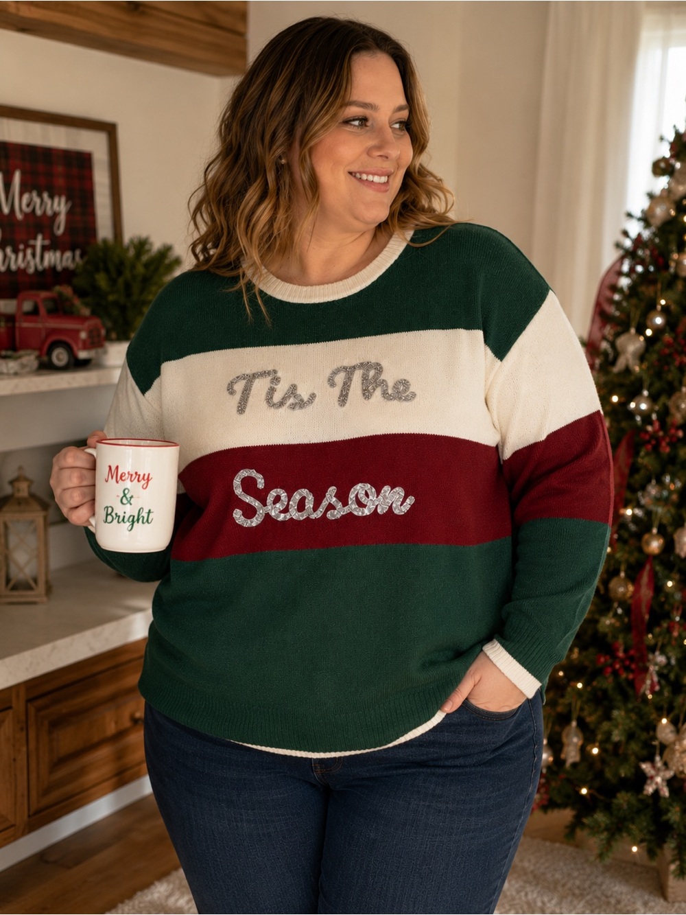 Adrienne Vittadini Tis The Season Christmas Sweater Socks Set XL NWT